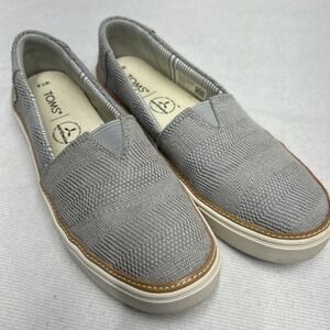Toms Womens 7.5  Parker Gray Taupe Woven Twill Alpargata Slip On Loafer Flat